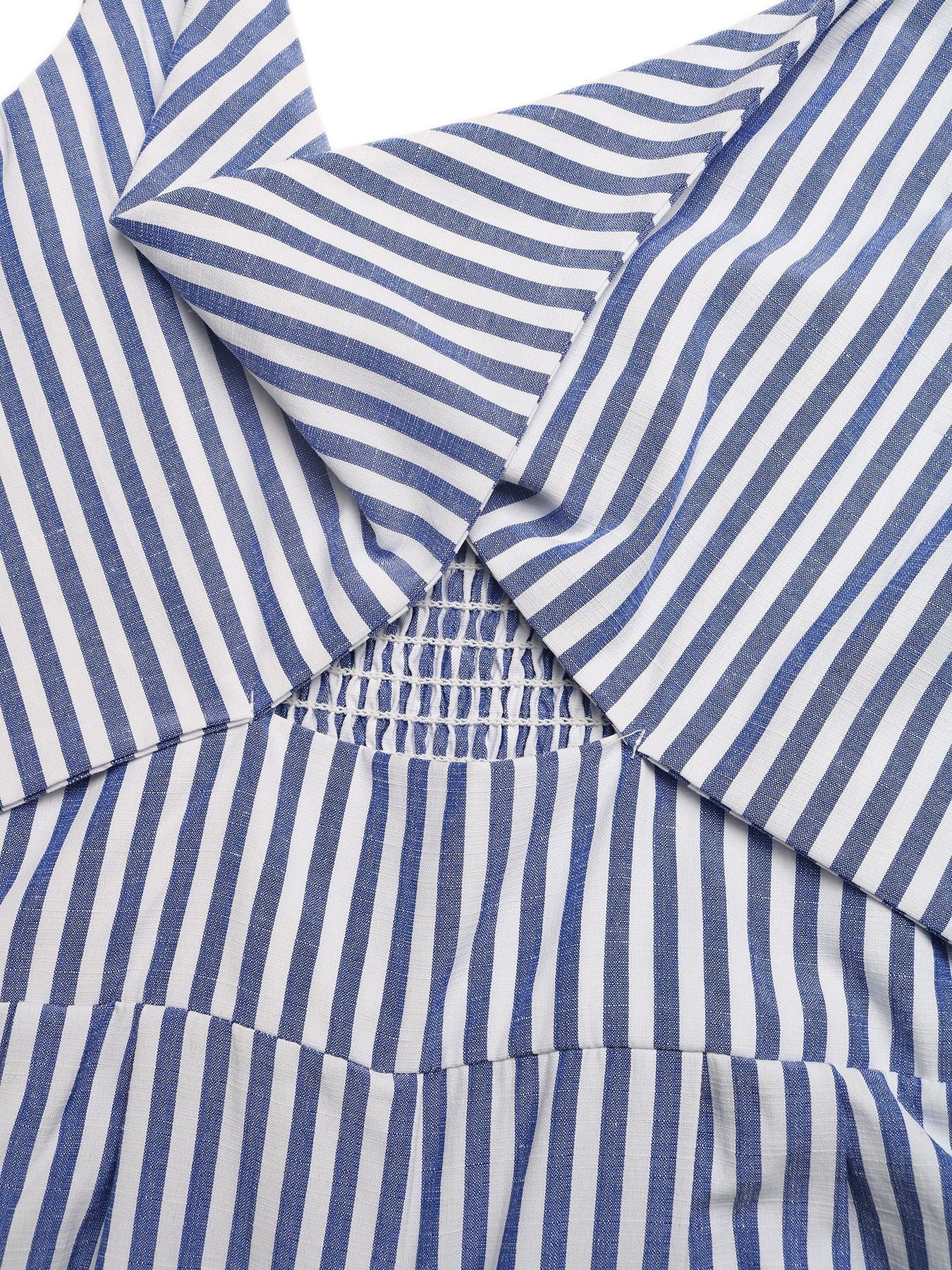 Vacation Fresh Jumpsuit Hollow Out Cutout out Camisole Striped Twist Backless Siamese Trousers