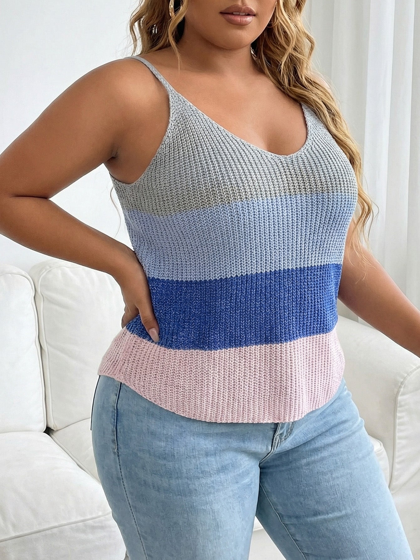 Women Contrast Striped Rainbow