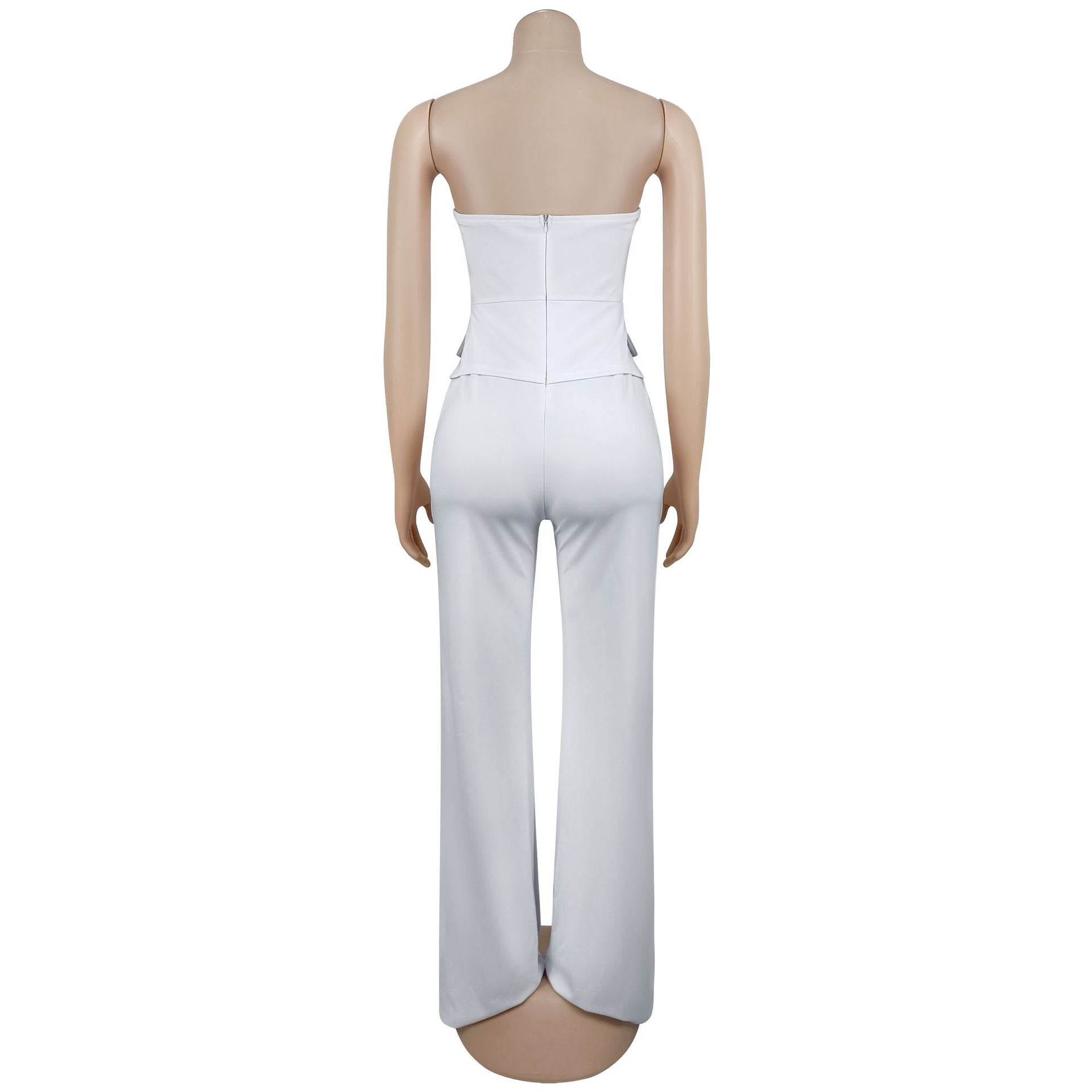 Women Wear Sexy Tube Top Backless Casual Wide Leg Jumpsuit
