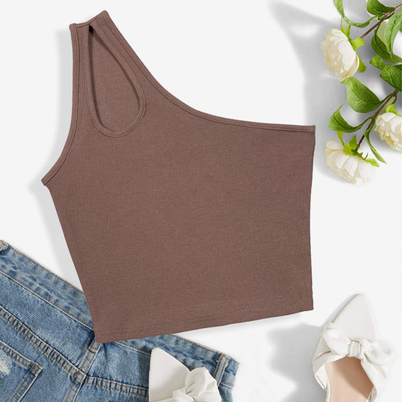 Summer Women Hollow out One Shoulder Sleeveless