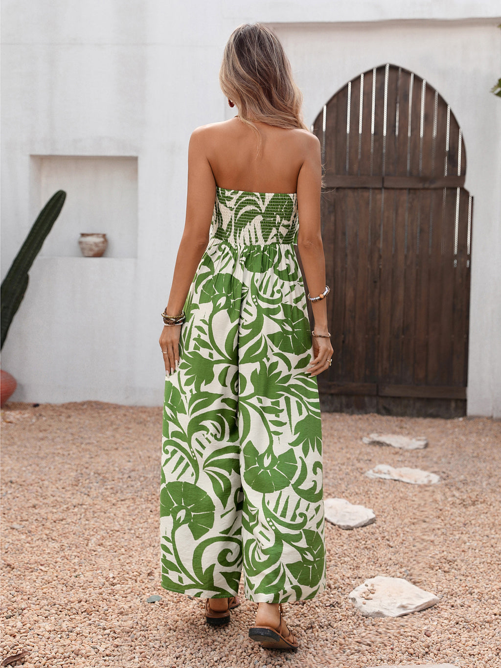 Fresh Vacation One Piece Trousers Tube Top Printed Jumpsuit