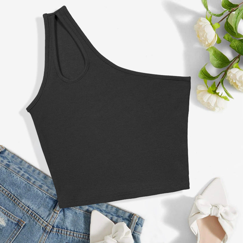 Summer Women Hollow out One Shoulder Sleeveless