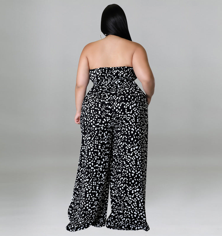 Plus Size Women Clothes off the Shoulder Spring Tube Jumpsuit