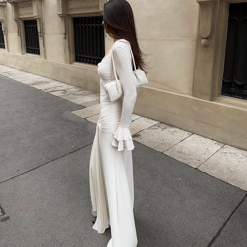 Jordan Elegant Design Sexy Lace Stitching Slim Fit Maxi Dress