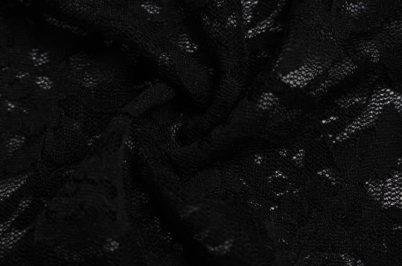 Women Clothing Sexy Lace Stitching Hollow Out Cutout out See through Girls One Piece Jumpsuit Horn Length
