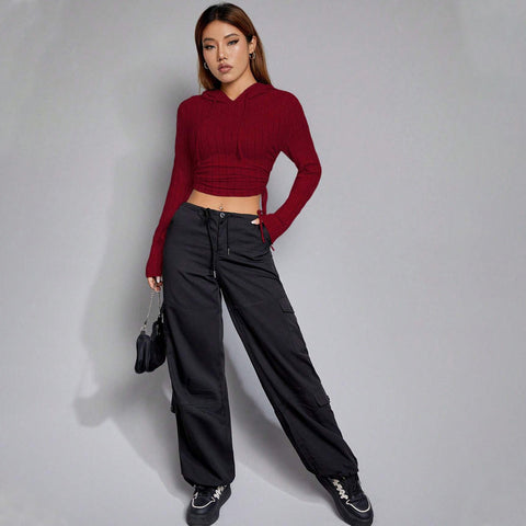 Women Trendy Fall Slim Wine Hood