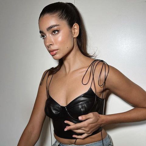 Women Summer Sexy Leather Cropped Vest