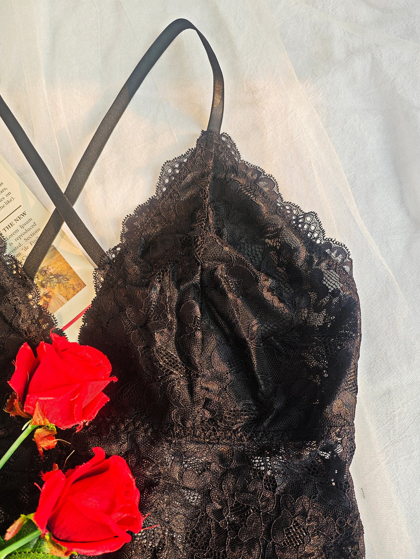 Plus Size Lace Sexy Jumpsuit Backless Strap Underwear Inner Outer Wear Plump Girls
