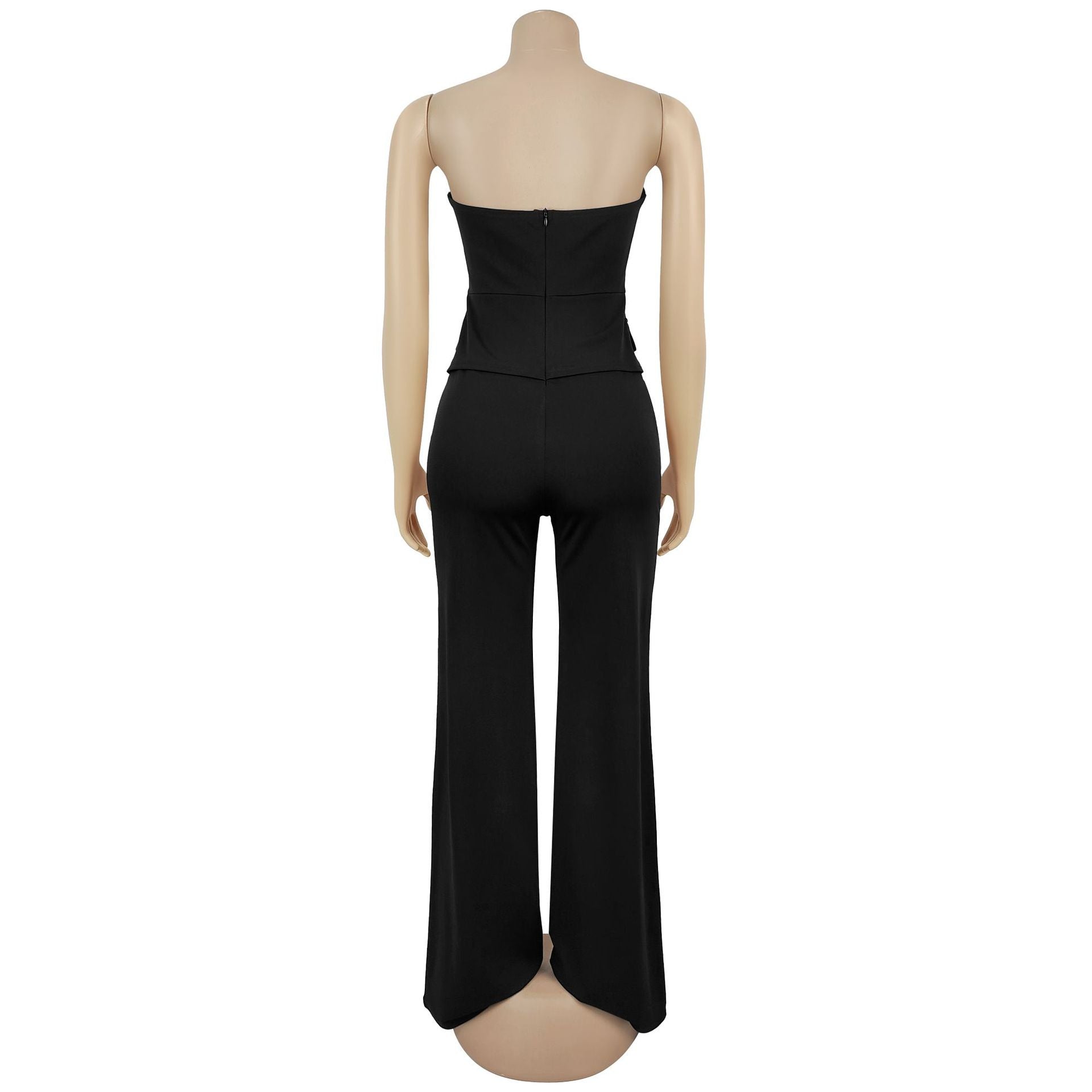 Women Wear Sexy Tube Top Backless Casual Wide Leg Jumpsuit