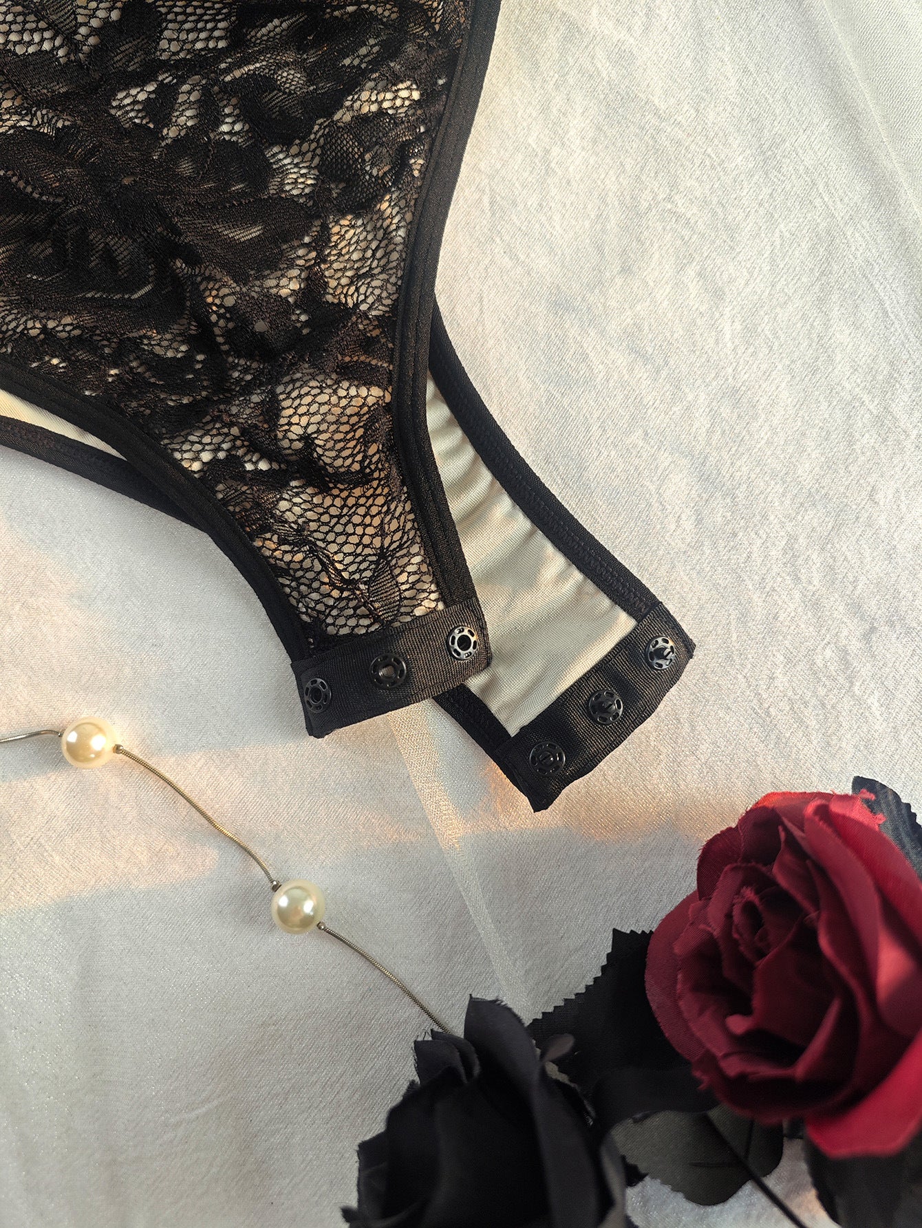 Girl V neck Lace Sexy See through Slim