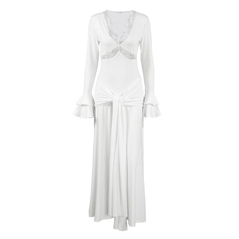 Jordan Elegant Design Sexy Lace Stitching Slim Fit Maxi Dress
