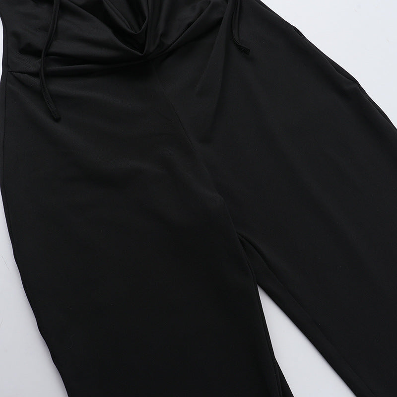Pocket Collar Deep V Plunge Strap Halter Jumpsuit Women Clothing Summer Sexy Backless Bodysuit