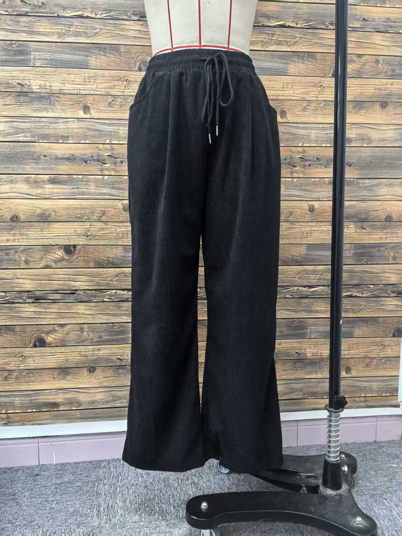 Women Autumn Winter Casual Corduroy Straight Loose Solid Color All Matching Casual Pants