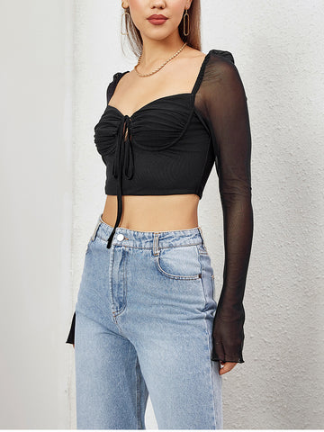 Hollow Out Bandage Women Vest Long Knitted