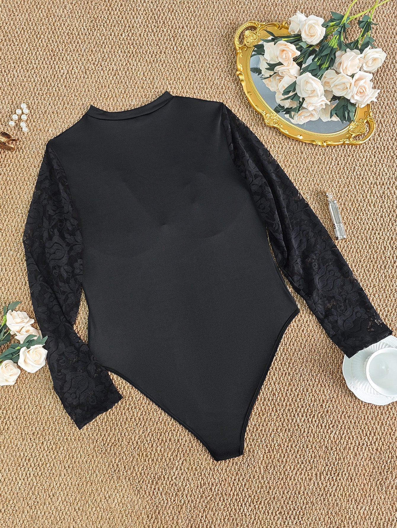 Plus Size Arrival Lace One Piece Underwear See through Sexy Open Crotch Jumpsuit Hollow Out Cutout out Outdoor All Matching