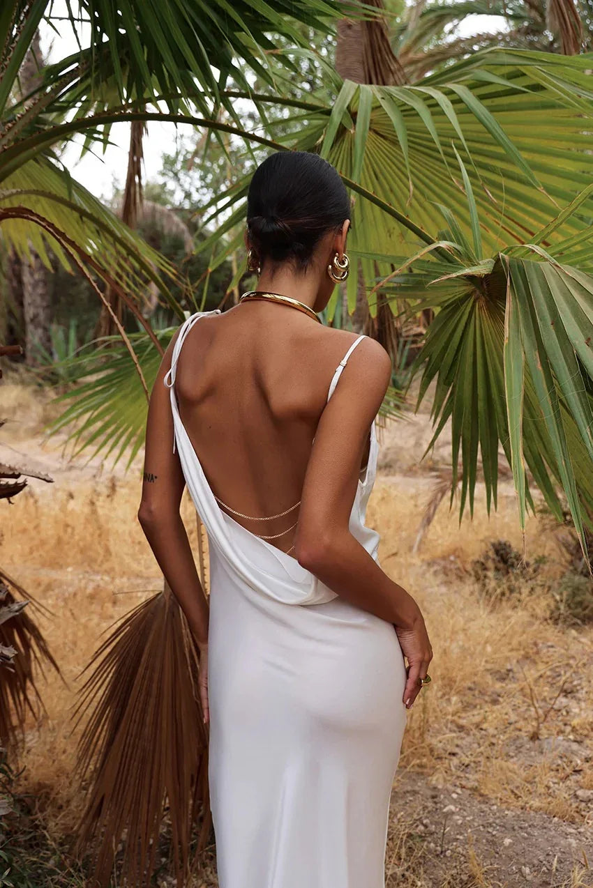 Sarile Sexy Sleeveless Camisole Gown Backless Dress