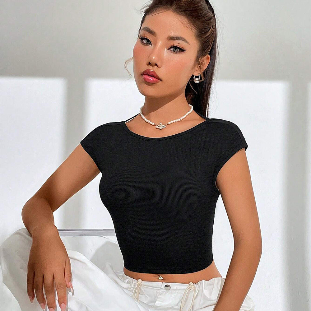 Spring  Women Bare Back  Sleeve Top