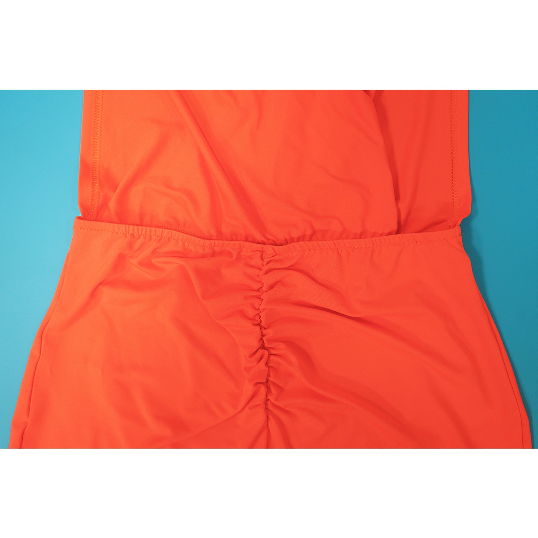 Georgia O-neck High Split Ruched Stacked Bodycon Midi Maxi Dress