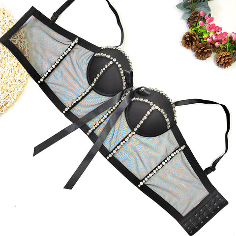 Sexy See Through Beaded Light Diamond Sling