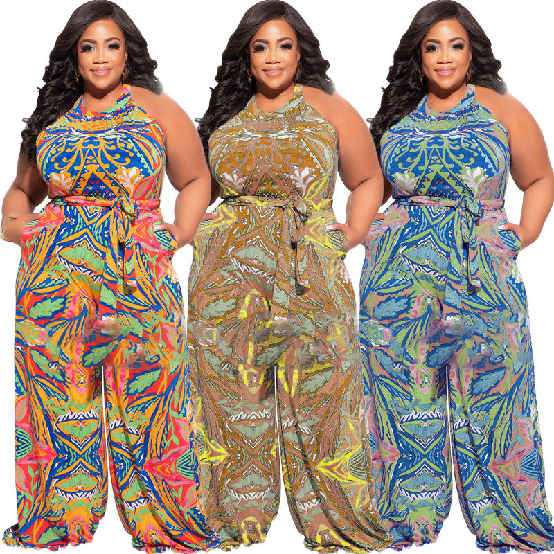 Plus Size Women Clothing Printed Casual Women Wear Women Jumpsuit
