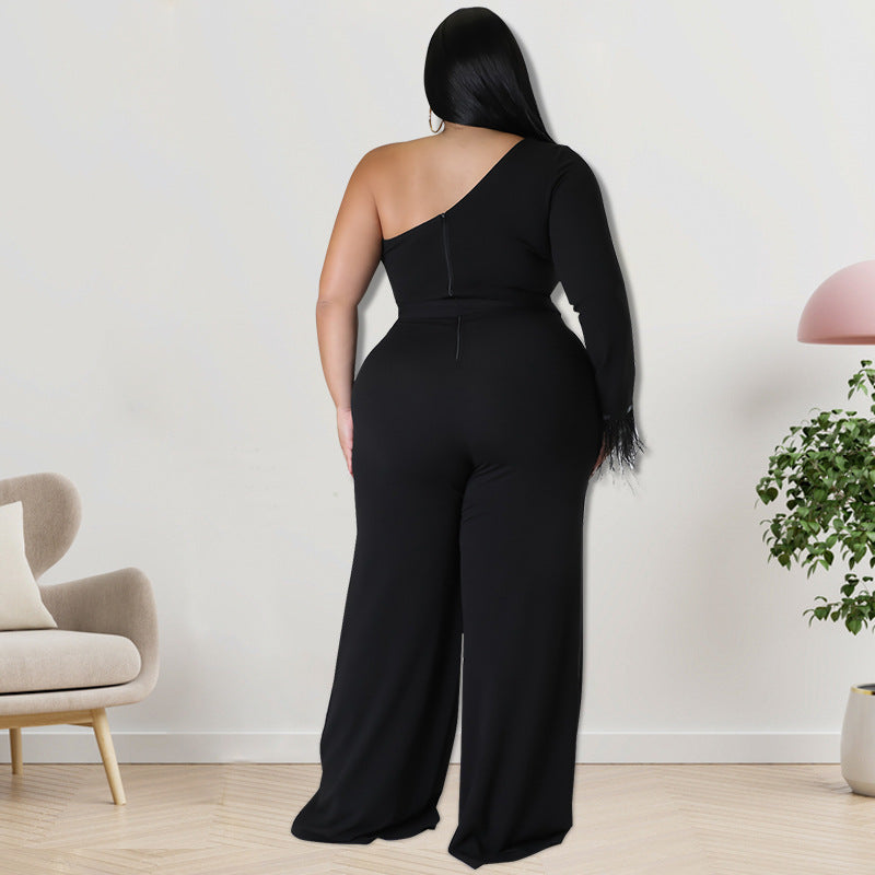 Plus Size Women Clothes Asymmetric Jumpsuit Source