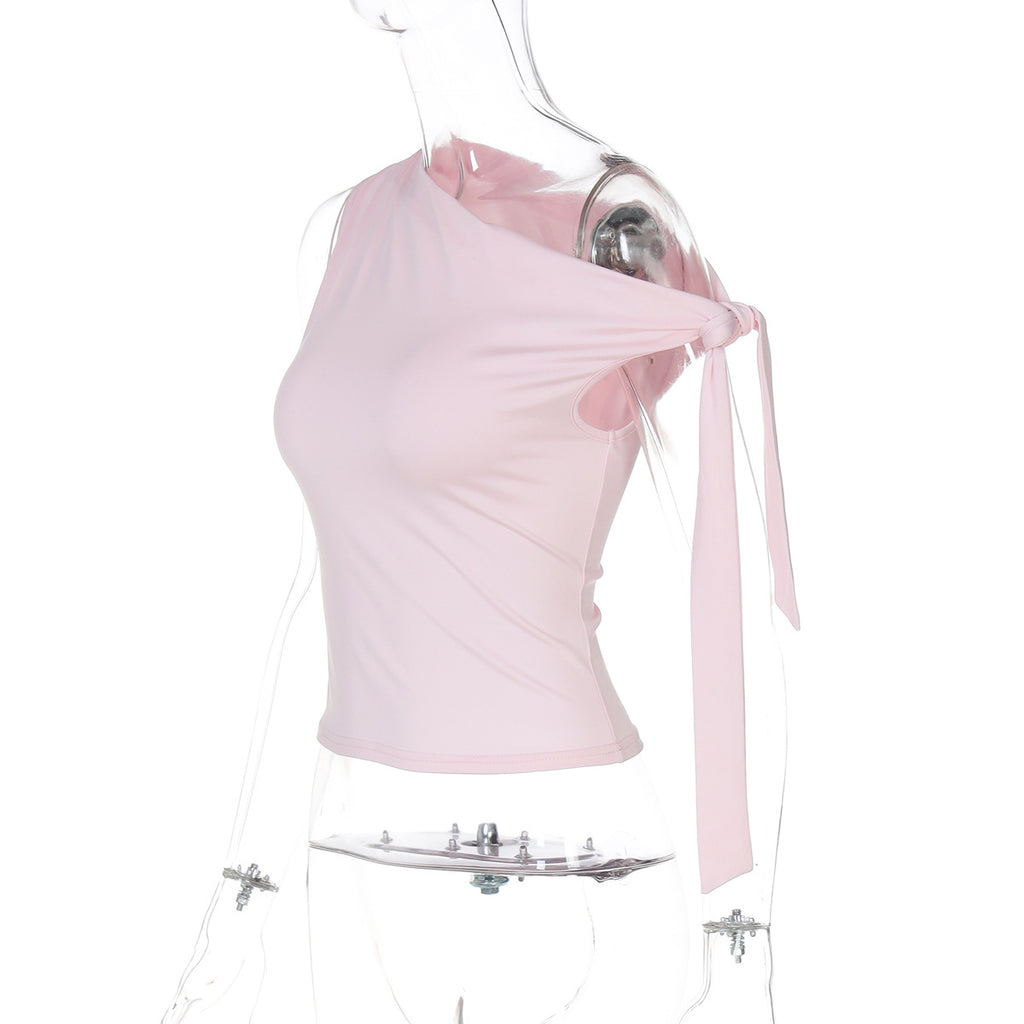 Women Solid Shoulder Strap Vest