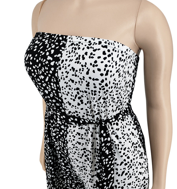 Plus Size Women Clothes off the Shoulder Spring Tube Jumpsuit