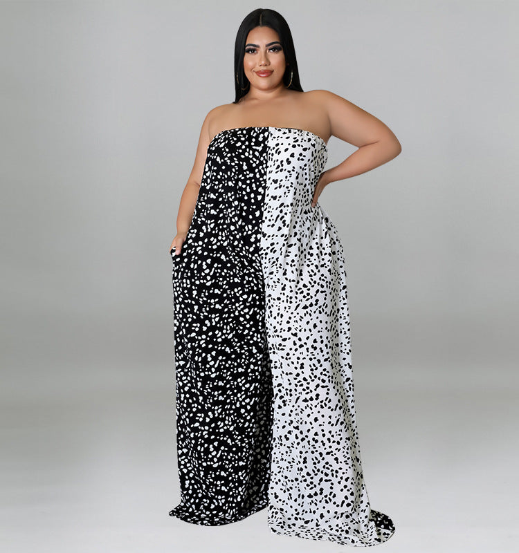 Plus Size Women Clothes off the Shoulder Spring Tube Jumpsuit