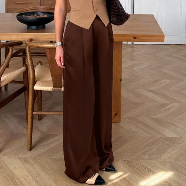 Loose Drooping High Waist Casual Pants for Women Spring Lazy Wind Slimming Wide Leg Pants