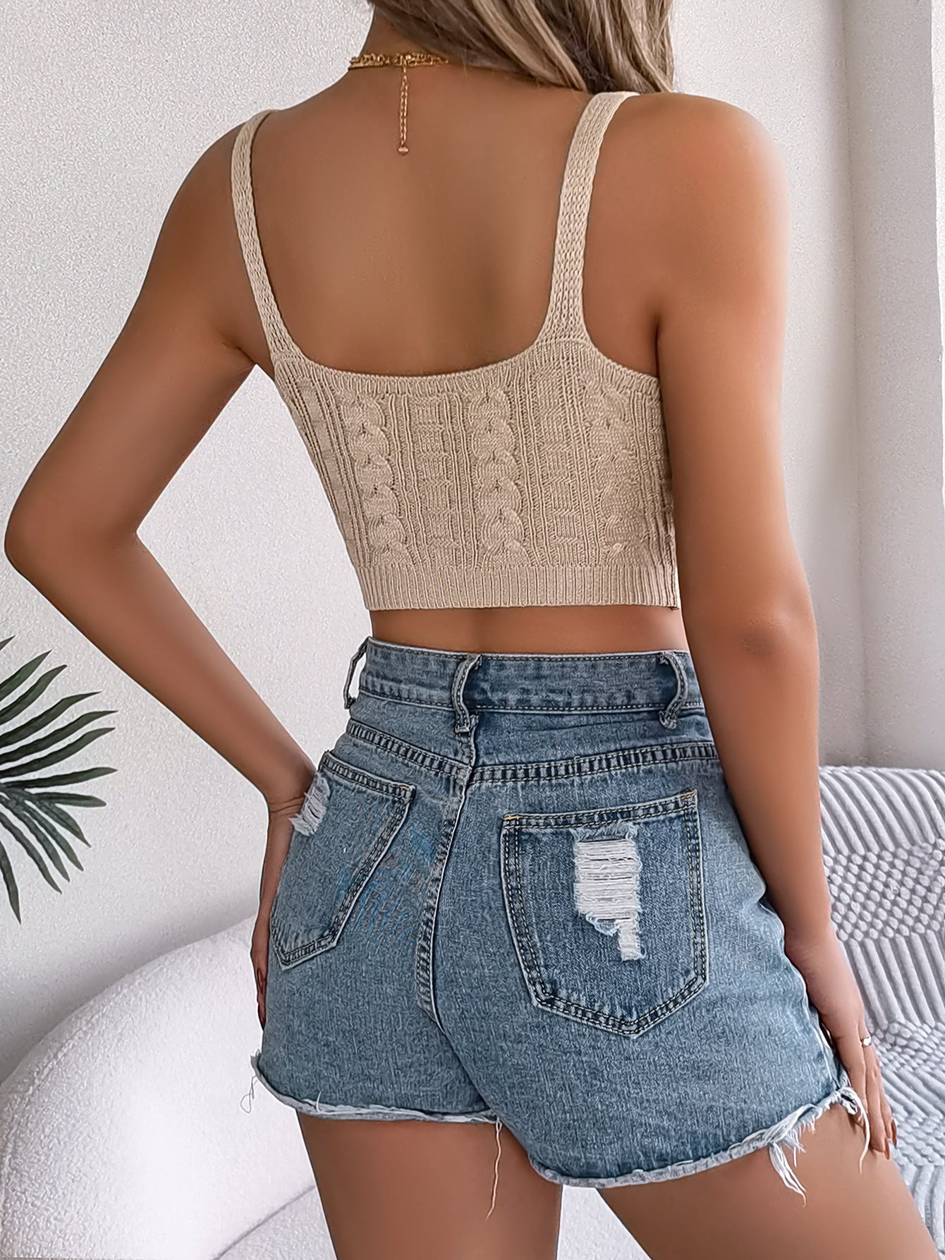 Spring Solid V neck Knitwear Women
