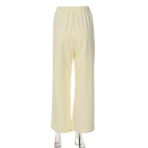 Women Wear Autumn Casual Loose Drawstring Tight Waist Solid Color Trousers
