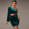Iris Velvet Dress Socialite Elegant Sexy Waist Hollow Out Cutout Out Dress