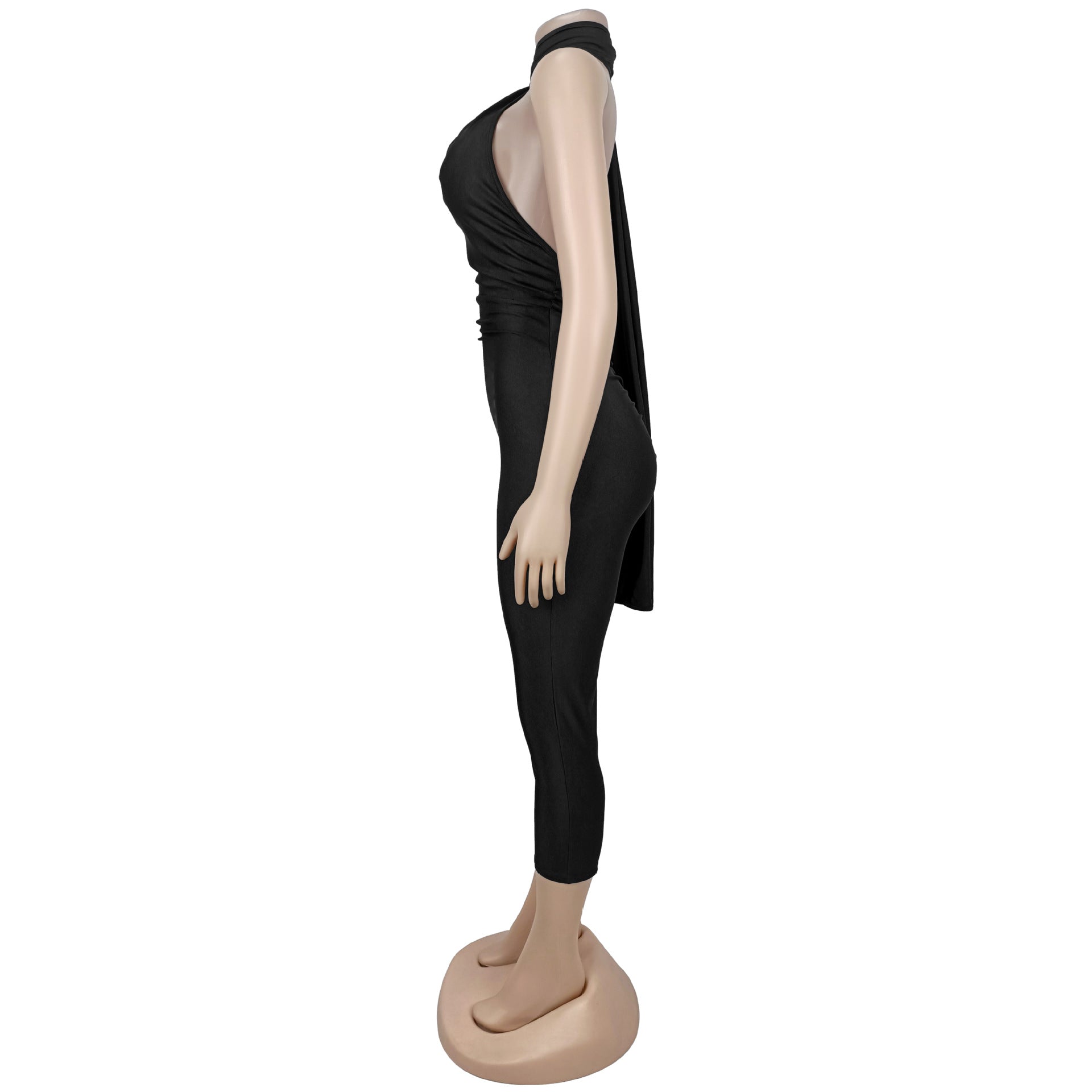 Women Wear Sexy Casual Solid Color Backless Sheath Jumpsuit