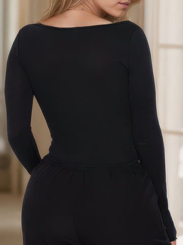 Patchwork V neck Faux Cropped Sleeved
