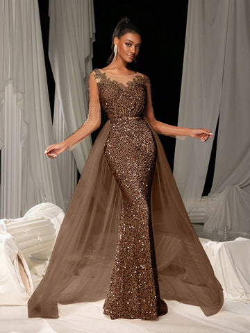 Israel Graceful Fashionable Elegant Long Lace Party Evening Dress