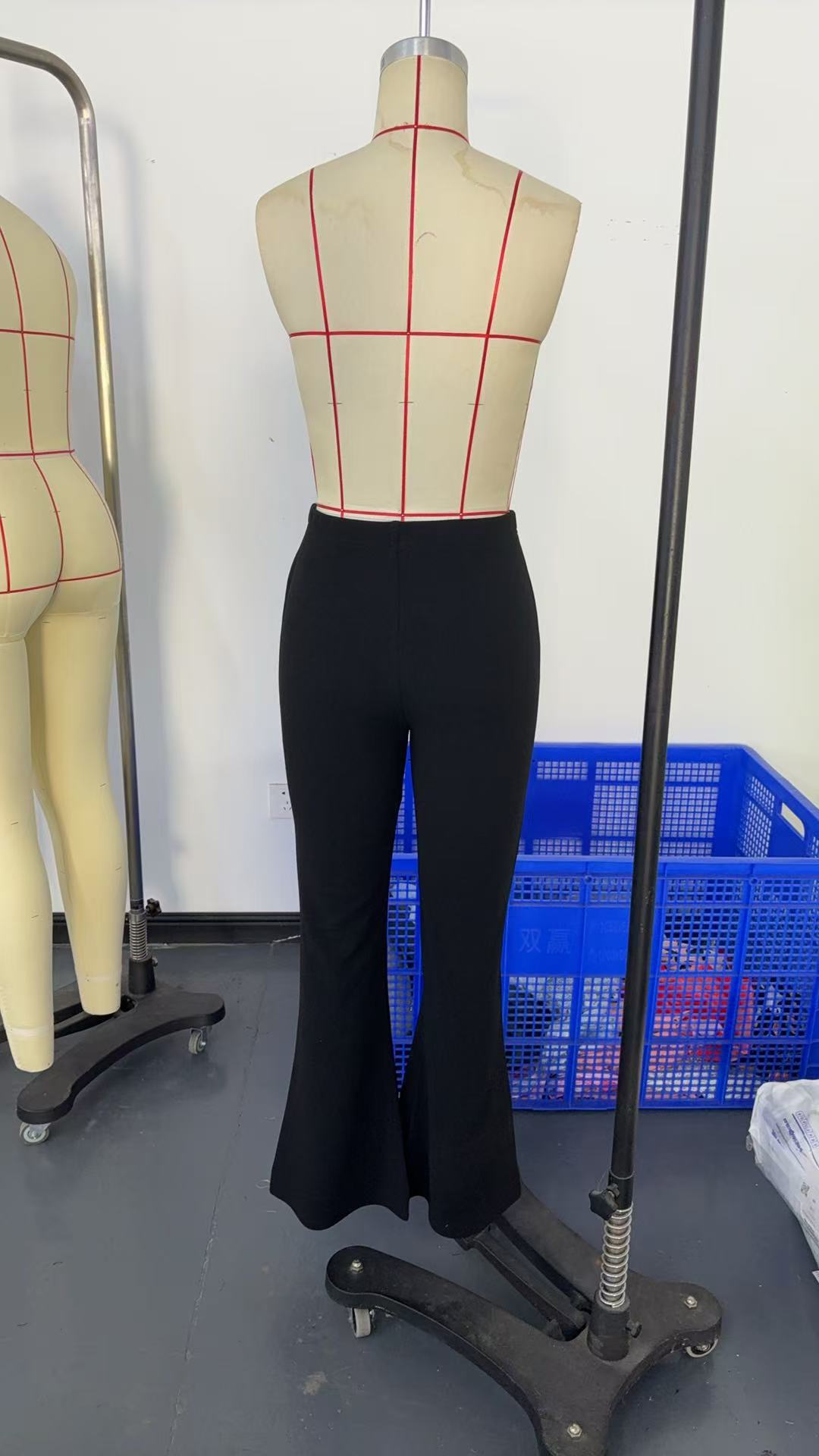 Retro Houndstooth High Waist Slim Mop Casual Bootcut Trousers