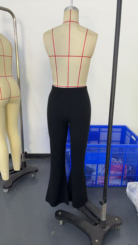 Retro Houndstooth High Waist Slim Mop Casual Bootcut Trousers