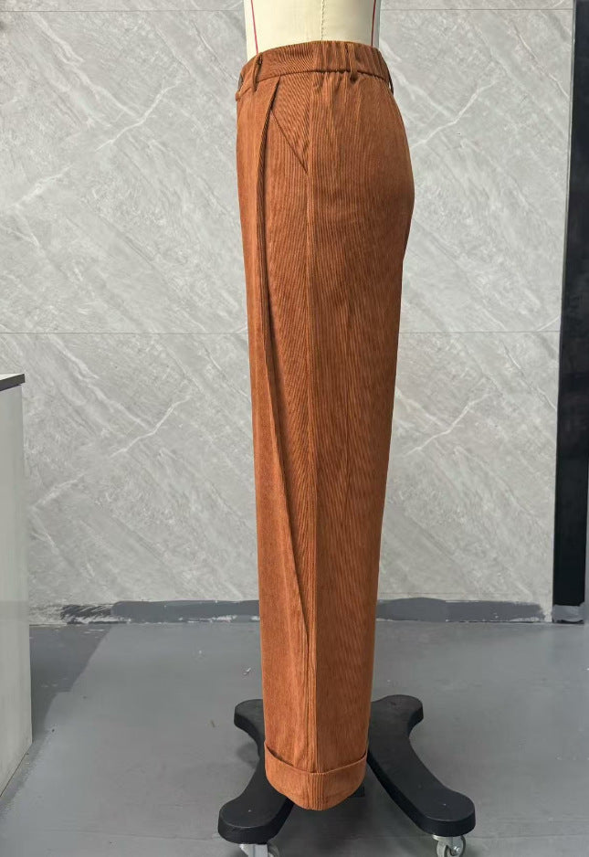 Loose Lazy Elastic Waistband Slimming Wide Leg Casual Pants Trendy All Match Small Women Autumn Wide Leg Pants