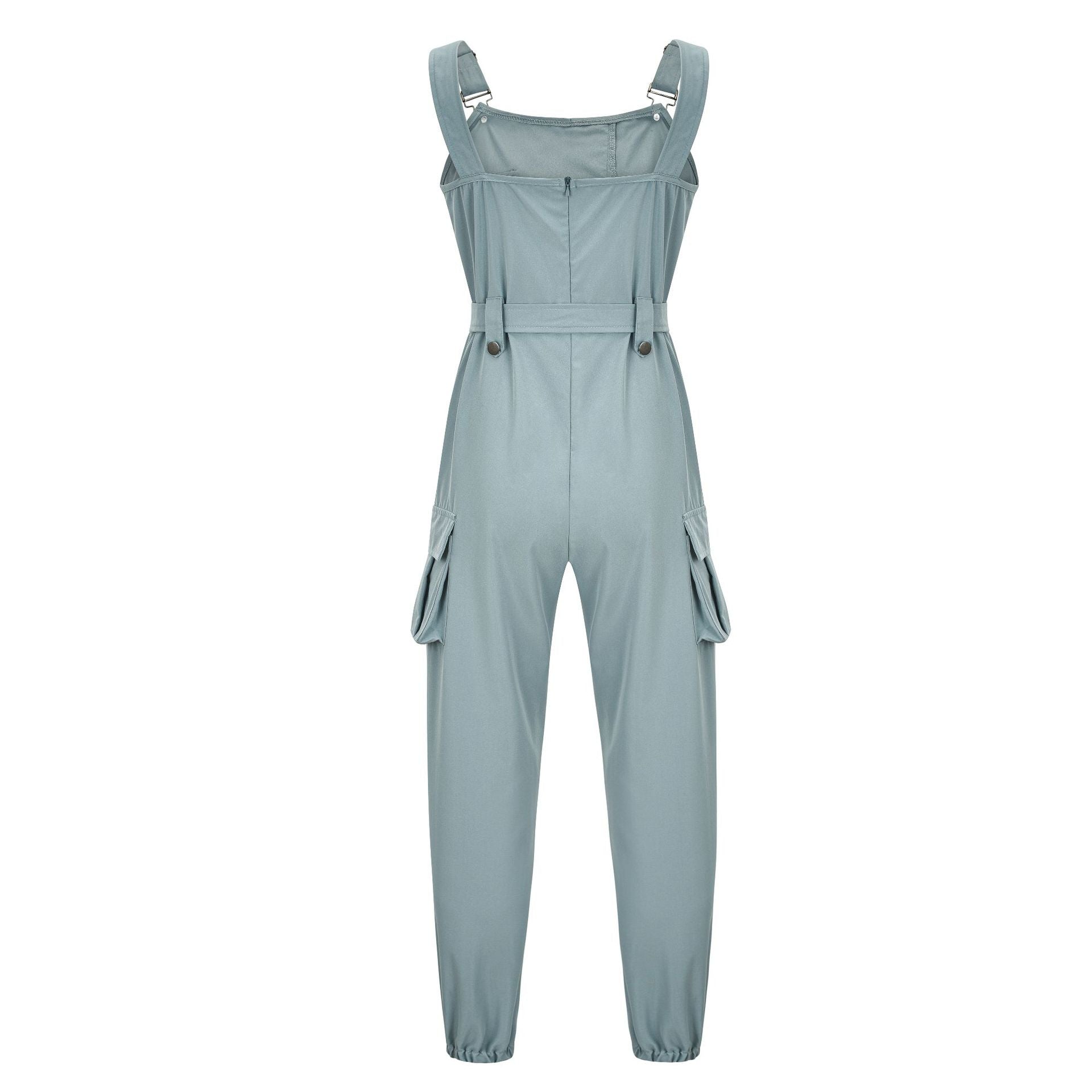 Women Workwear Belt Sleeveless Suspender Simple Ankle Banded Plus size Jumpsuit
