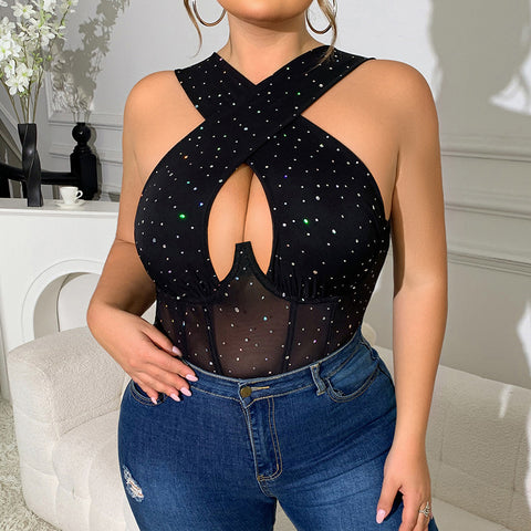 Plus Size Sexy Jumpsuit Open Crotch See through Underwear Free off Fishnet Clothes