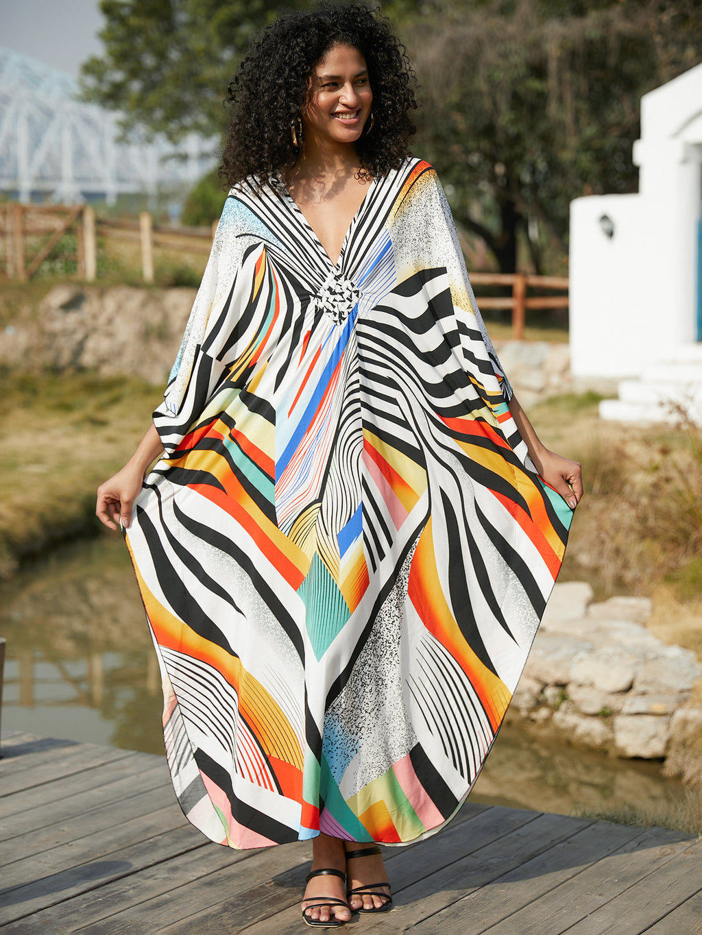 Rayon Print Holiday Loose plus Size Maxi Beach Jumpsuit Robe Women Beach Cover Up