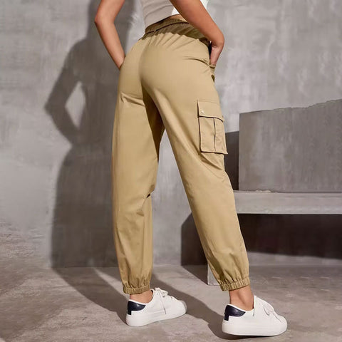 European Overalls Women Spring Autumn High Waist Wide Leg Ankle Tied Small Casual Slimming Gray Sports Pants Women