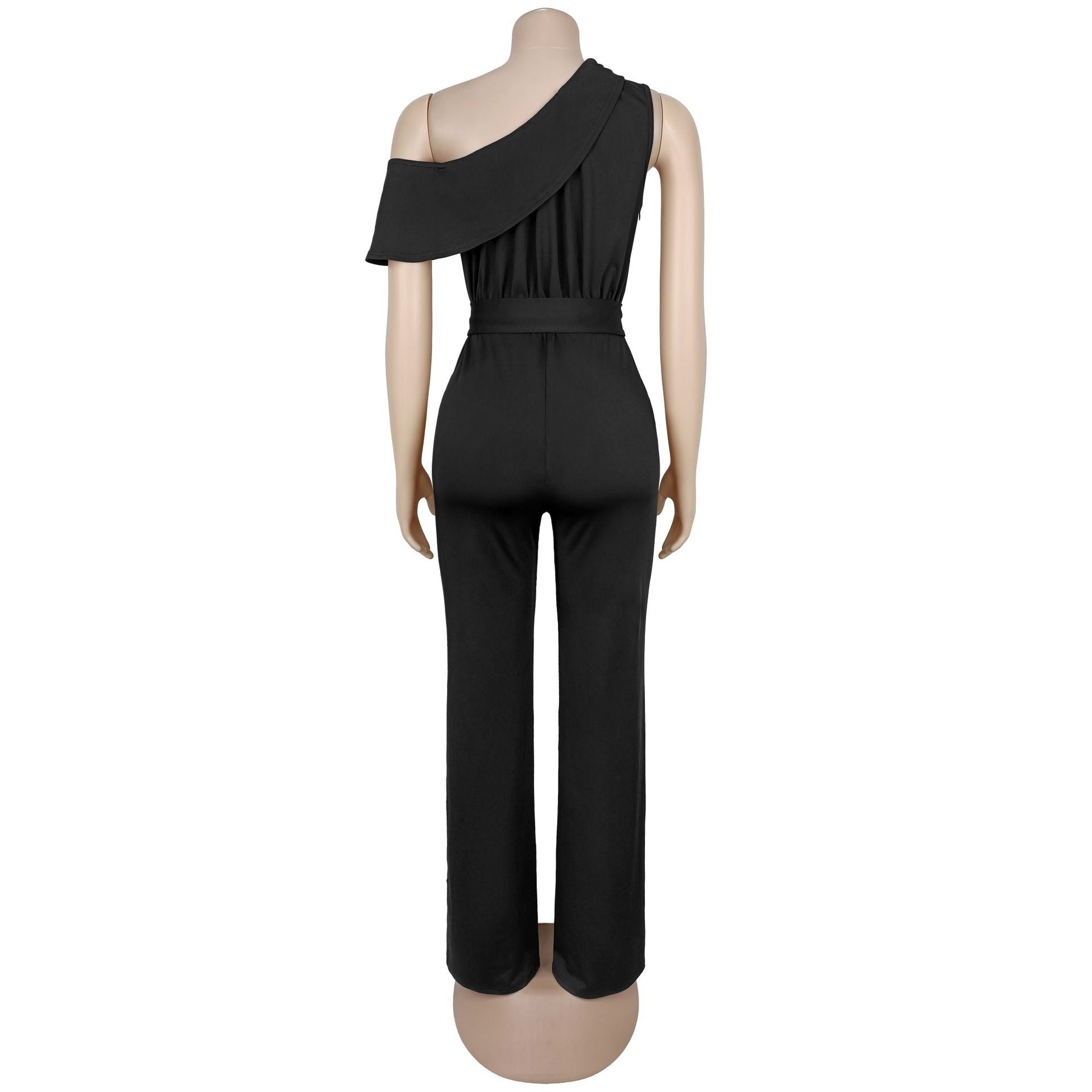 Women Wear Elegant Shoulder Belt Solid Color Jumpsuit