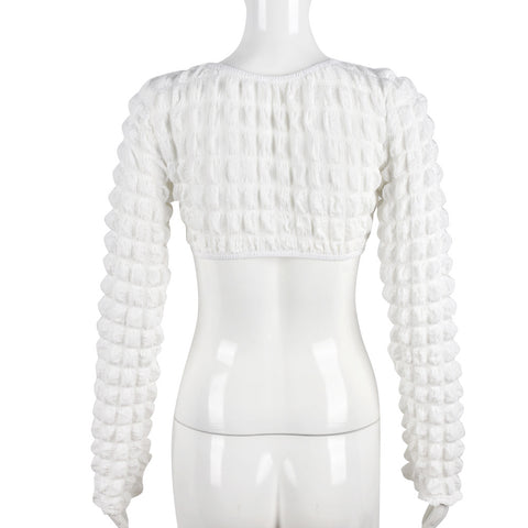 Cutout Bubble Cropped Long Sleeve