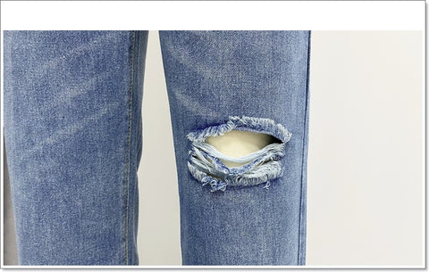 Jeans Women Wash Ripped Slimming Wide Leg Pants Denim Trousers