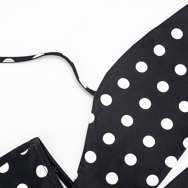 Women Clothing Summer Polka Dot Print Sleeveless Halter Strap Backless Cropped Long Conjoined Trousers