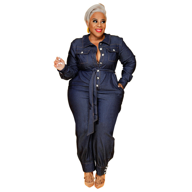 New Fall Winter Slim V-neck Casual Women Clothing Jumpsuit