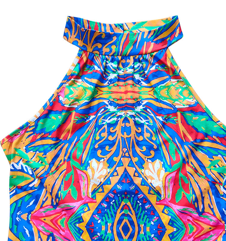 Plus Size Women Clothes Printing Collar Jumpsuit
