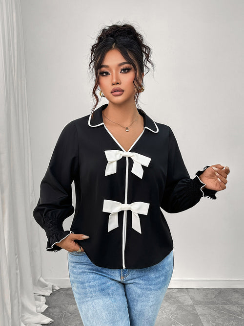 Chanel  Polo Collar Black Bow
