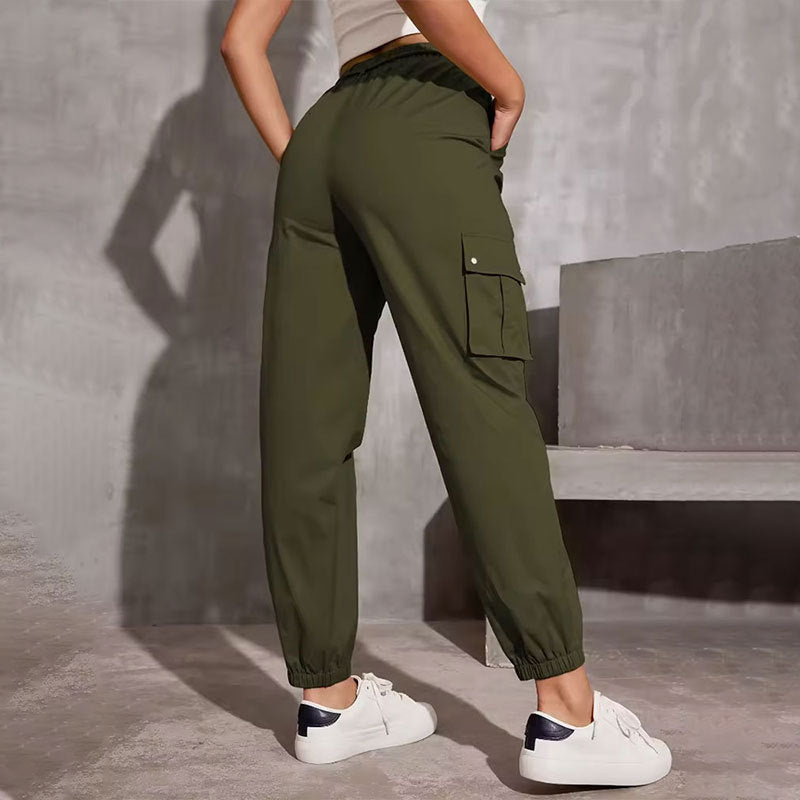 European Overalls Women Spring Autumn High Waist Wide Leg Ankle Tied Small Casual Slimming Gray Sports Pants Women